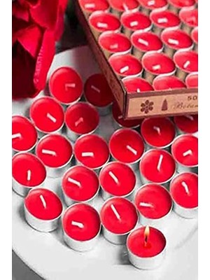 Defne Store Kırmızı Yuvarlak 25'li Paket Süzen Tealight Mum 1410