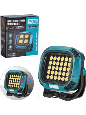 Store MX-W893 4000K - 7000K - Kırmızı 30 Cob Ledli 30 Watt Çok Fonksiyonlu Çalışma Lambası (Powerbank)