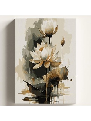 Defne Store 40X50 cm Çıtalı Damla Sarı Çiçek Temalı Sayılarla Boyama Seti