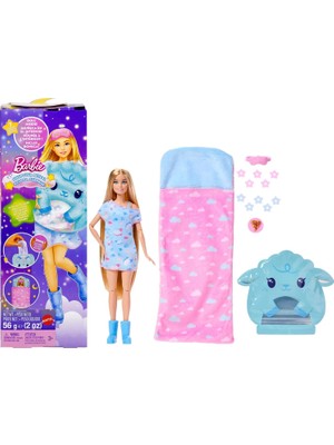 Store Parti Paketi Bebek ve Aksesuarlar, Pijama Partisi Serisi, Karanlıkta Parlayan Aksesuarlar ve Mavi Pijamalı Bebek Dahil 7 Sürpriz, JMR88