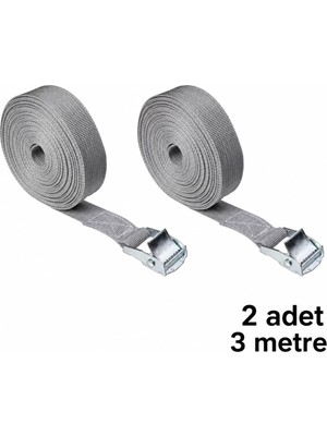 Store Kamyon Bagaj Çinko Alaşımlı Ağır Yük Cırcır Bağlama Kayışları Yük Taşımacıları ve Inşaat Işçileri Için Dayanıklı Gri Kam Toka Kayışları (3 Metre)