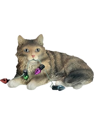Store Kahverengi Tabby Maine Coon Kedi Tatil Işıkları Noel Süsü, Çok Renkli (XSO33901)