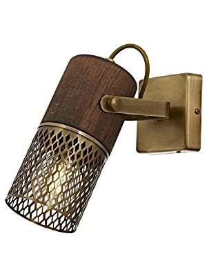 Defne Store AP-60265-1E Eskitme Kaplama Aplik, E27, Metal Ahşap, 6X12 cm