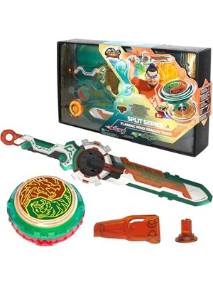 Defne Store Spinning Top Boys; Battle Tops Launcher, Beyblade Nado, Metal Oyuncak, 5+ Yaş, Bölünmüş Seri, Alevli Rüzgar Ejderha Kaplanı, Yeşil