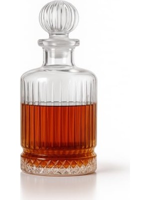 Defne Store Sürahi; 1.5 L Çizgili Desenli Cam Karaf, Kapaklı, 25 Cm, ve Dayanıklı, Su ve Meyve Suyu Şişesi