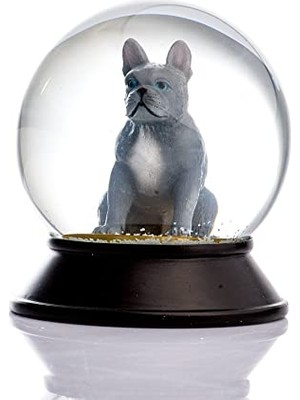 Defne Store Cam ve Reçine Altın Patiler Köpek French Bulldog (Gri) Kar Küresi Hediye