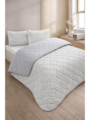 Defne Store Kapitoneli Tek Kişilik Desenli Pike; Yatak Örtüsü Takımı 160X230 Cm, 1 Adet Yastık Kılıflı (Gri)