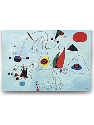 Defne Store Joan Miro - Women And Birds Tablosu - 100X70 cm