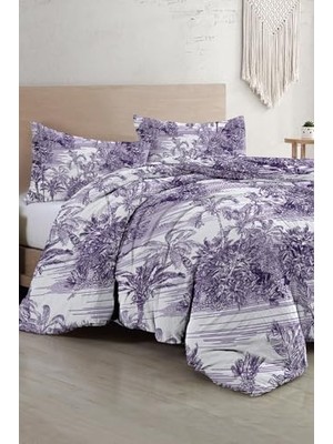Defne Store Çift Kişilik Nevresim Takımı Pamuk Saten Tropical Island Purple, MONOHOME33996