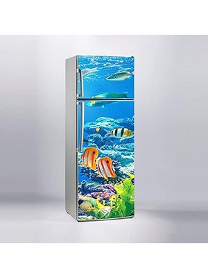 Defne Store Denizaltı ve Balık Desenli Buzdolabı Sticker Kaplaması