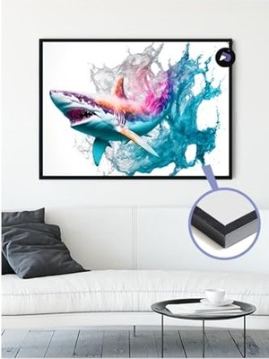 Defne Store (PSTER21189) Köpek Balığı Öfkesi Jaws Hayvan Çerçeveli Tablo, Çerçeveli Poster 21 x 30