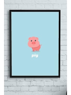 Defne Store PSTER11800 Küçük Domuz Çocuk Odası Çerçeveli Tablo (30 x 40 Cm)