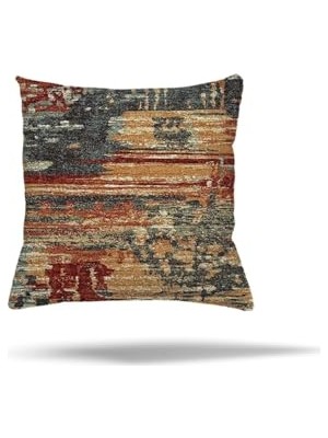 Defne Store Yeşil-Taba Yaprak Desenli Yastık Kılıfı, Gizli Fermuarlı 45 x 45