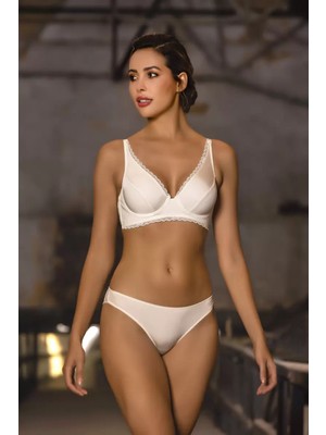 Golshan Giorgia Mini Slip,brezilyan Kadın Dantelli Ekru Külot