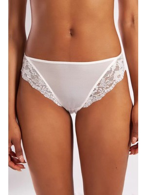 Golshan Goldy Mini Slip, Kadın Dantelli Ekru Külot