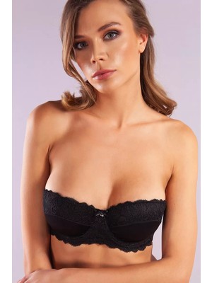 Golshan Gitana  Half Push Up Bra, Siyah Straplez Konforlu ve Şık Sütyen