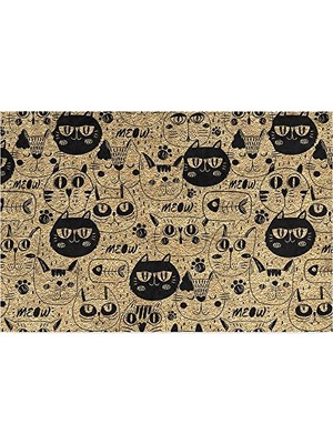 Defne Store Tasarımlı Dekoratif Kapı Önü Paspas; Dış Mekan/ev Içi/banyo/mutfak/yatak Odası/giriş Paspasları (Kediler, 45X70)
