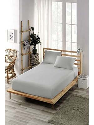 Defne Store Kumaş Kolay Ütülenebilir Lastikli Çarşaf Takımı, Gri, 100X200