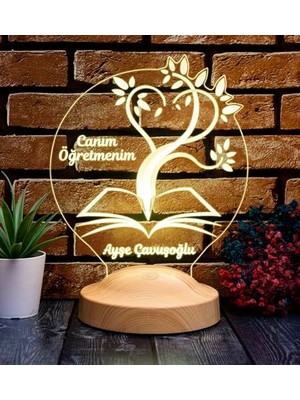 Defne Store Canım Öğretmenim 3D LED Lamba, Öğretmene Özel Mezuniyet ve Öğretmenler Günü Hediyesi