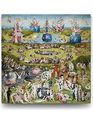Defne Store Hieronymus Bosch Dünyevi Zevkler Bahçesi Reprodüksiyon Tablo, 40X40 cm
