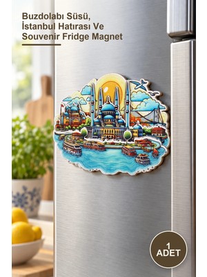 Yenilig 1 Adet Ahşap Istanbul Temalı Magnet – Buzdolabı Süsü, Istanbul Hatırası ve Souvenir Fridge Magnet