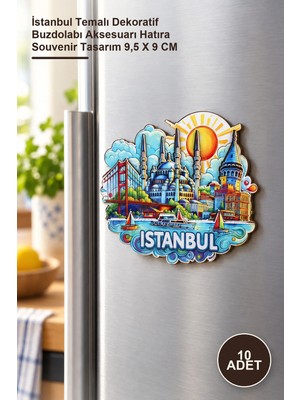 Yenilig 10 Adet Ahşap Magnet – Istanbul Temalı Dekoratif Buzdolabı Aksesuarı Hatıra Souvenir Tasarım 9,5 x 9 cm