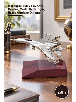 Yenilig 3 Adet Dekoratif Pirinç Uçak – Masaüstü Süs ve Ev Ofis Dekoru, Model Uçak Figür, Brass Airplane Ornament