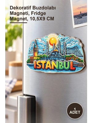 Yenilig 1 Adet Ahşap Istanbul Temalı Magnet – Dekoratif Buzdolabı Magneti, Fridge Magnet, 10,5x9 cm