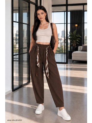 Modaplaza Kadın Beli Kuşaklı Müslin Pantolon 5132