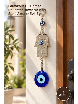 Yenilig 4 Adet Nazar Boncuğu – Fatma'nın Eli Hamsa Dekoratif Duvar ve Kapı Süsü Amulet Evil Eye