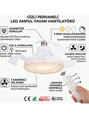 Aydogan's Ayd Gizli Pervaneli LED Ampul-Tavan Vantilatörü HV501