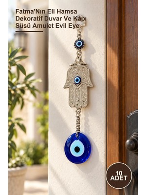 Yenilig 10 Adet Nazar Boncuğu – Fatma'nın Eli Hamsa Dekoratif Duvar ve Kapı Süsü Amulet Evil Eye