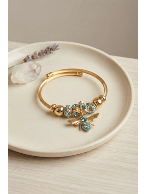 Aydogan's Ayd Mavi Arı Model Gold Renk Charm Bileklik TJ-BB8687
