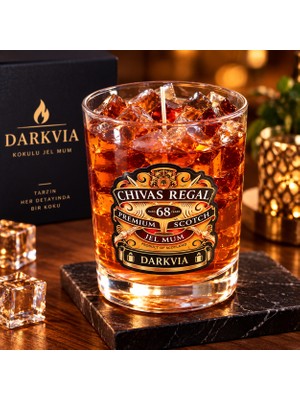Darkvia  Premium Scotch Tasarımlı Kokulu Jel Mum Buz Küplü Dekoratif Bardak