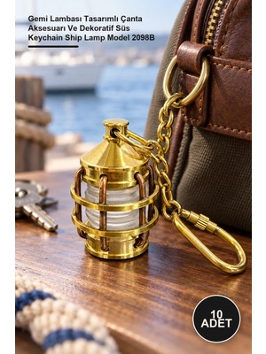 Yenilig 10 Adet Pirinç Anahtarlık – Gemi Lambası Tasarımlı Çanta Aksesuarı ve Dekoratif Süs Keychain Ship Lamp Model 2098B