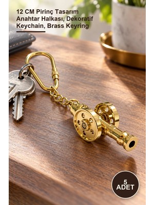 Yenilig 5 Adet Pirinç Top Arabası Anahtarlık – 12 cm Pirinç Tasarım Anahtar Halkası, Dekoratif Keychain, Brass Keyring
