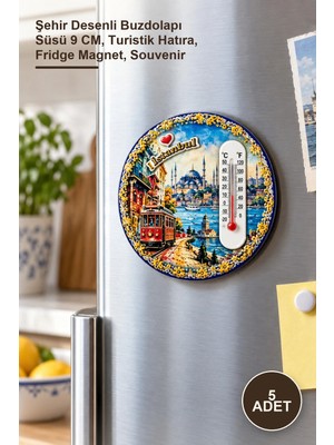 Yenilig 5 Adet Istanbul Temalı Buzdolabı Magnet – Şehir Desenli Buzdolapı Süsü 9 Cm, Turistik Hatıra, Fridge Magnet, Souvenir
