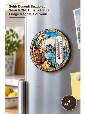 Yenilig 4 Adet Istanbul Temalı Buzdolabı Magnet – Şehir Desenli Buzdolapı Süsü 9 Cm, Turistik Hatıra, Fridge Magnet, Souvenir