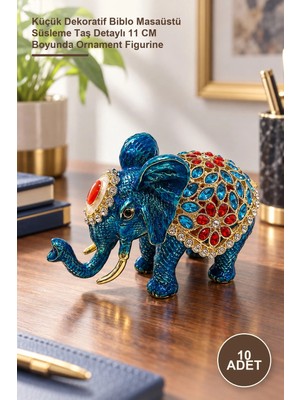 Yenilig 10 Adet Taşlı Fil Figürü – Küçük Dekoratif Biblo Masaüstü Süsleme Taş Detaylı 11 cm Boyunda Ornament Figurine