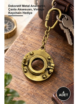 Yenilig 4 Adet Pirinç Lumbuz Tasarımlı Anahtarlık – Dekoratif Metal Anahtarlık, Çanta Aksesuarı, Vintage Keychain Hediye