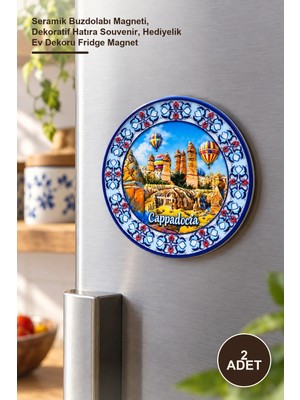 Yenilig 2 Adet Kapadokya Temalı Seramik Magnet – Seramik Buzdolabı Magneti, Dekoratif Hatıra Souvenir, Hediyelik Ev Dekoru Fridge Magnet