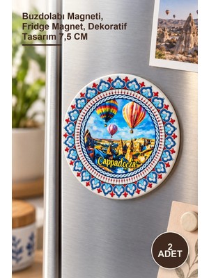 Yenilig 2 Adet Kapadokya Temalı Seramik Magnet – Buzdolabı Magneti, Fridge Magnet, Dekoratif Tasarım 7,5 cm
