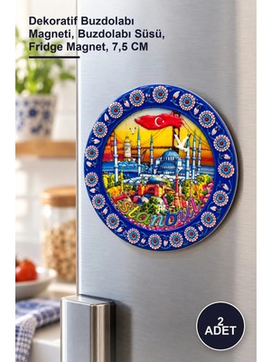 Yenilig 2 Adet Istanbul Temalı Seramik Magnet – Dekoratif Buzdolabı Magneti, Buzdolabı Süsü, Fridge Magnet, 7,5 cm