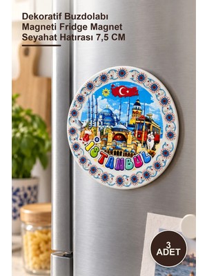 Yenilig 3 Adet Istanbul Temalı Seramik Magnet – Dekoratif Buzdolabı Magneti Fridge Magnet Seyahat Hatırası 7,5 cm