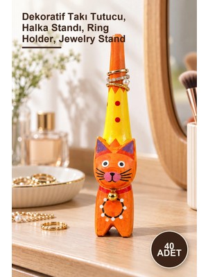Yenilig 40 Adet Ahşap Kedi Yüzüklük – Dekoratif Takı Tutucu, Halka Standı, Ring Holder, Jewelry Stand