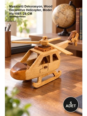 Yenilig 5 Adet Ahşap Dekoratif Helikopter – Masaüstü Dekorasyon, Wood Decorative Helicopter, Model NO:1061, 26 cm