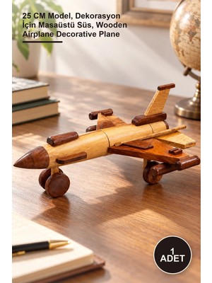 Yenilig 1 Adet Ahşap Dekoratif Uçak – 25 cm Model, Dekorasyon Için Masaüstü Süs, Wooden Airplane Decorative Plane