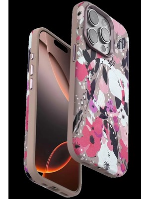 Bezos Onegif Apple iPhone 15 Pro Uyumlu Flower Series Magsafe Kapak - Pembe