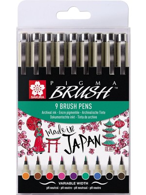 Tr Poxsdkbr9 Fırça Kalemi Pıgma Brush, 9'lu Kılıf, Çeşitli Renklerde, 9 Adet (Tekli Paket)