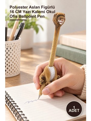 Yenilig 1 Adet Tükenmez Kalem – Polyester Aslan Figürlü 16 cm Yazı Kalemi Okul Ofis Ballpoint Pen